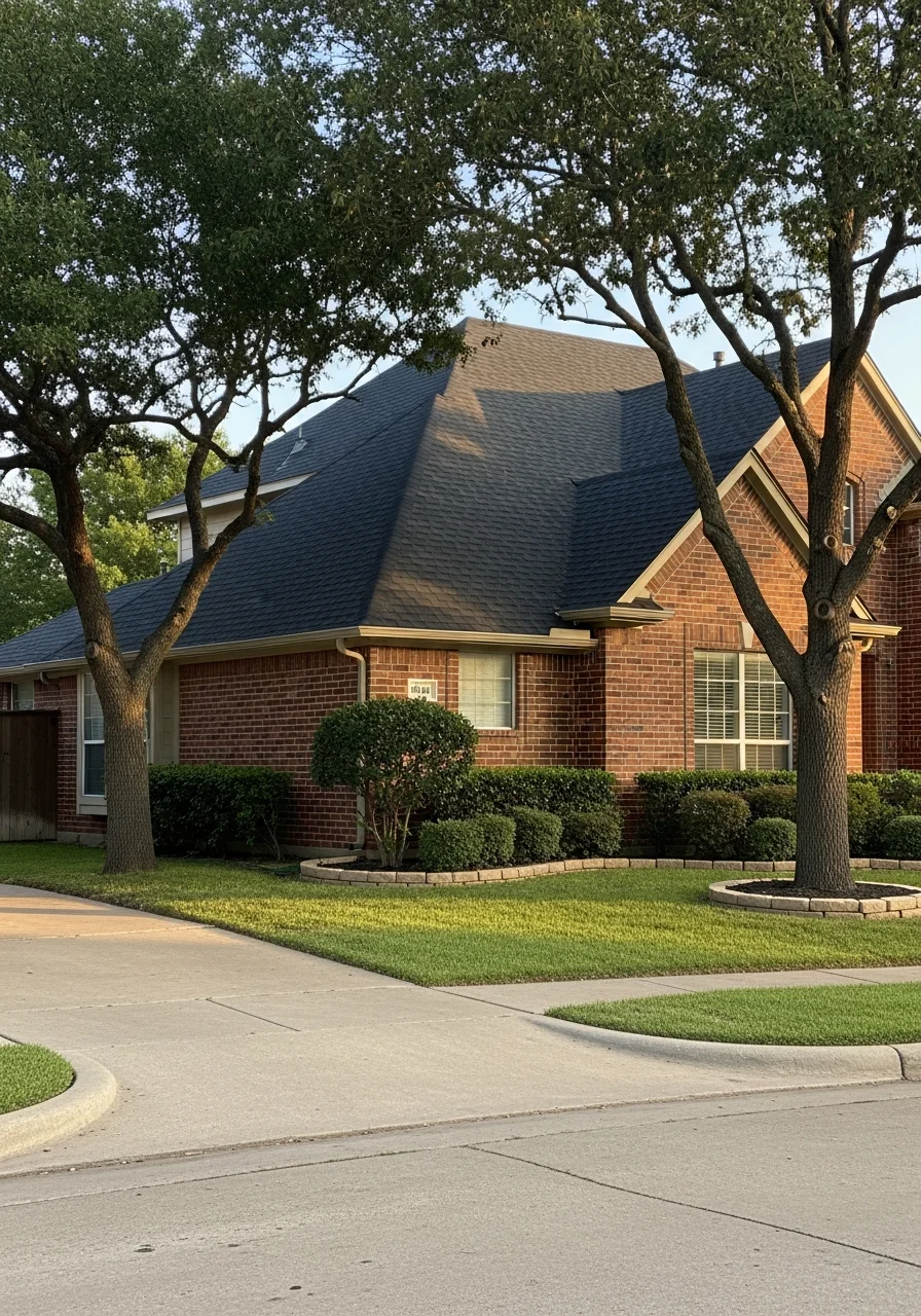 Richardson home front with traditional landscaping and clean entrance.