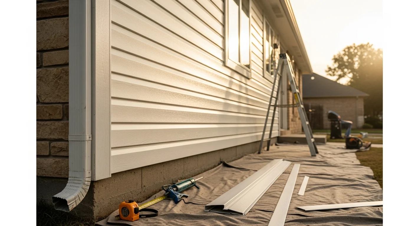 Freshly installed vinyl siding on a single-family home in Allen, TX, showing clean horizontal panels and sealed trim around windows. The exterior reflects a uniform color finish suited to a North Texas residential neighborhood.
